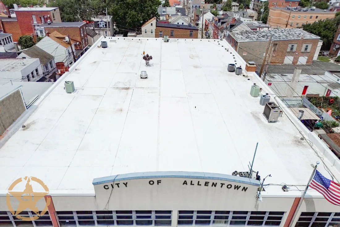 Low slope membrane roof replacement on Allentown Central Fire Station, an occupied municipal building